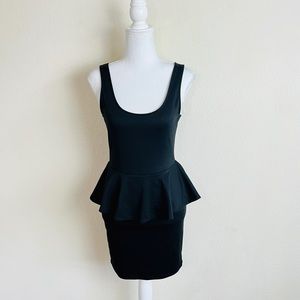 Fashion Nova Basic Black Peplum Tank LBD Mini Dress